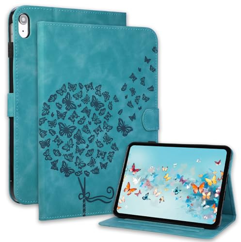 Vaitasy Hülle für iPad A16 11. Gen 2025 11/ iPad 10. Gen 2022 10,9 | Magnetverschluss Ständer Kartenfach mit Schmetterlings Lutscher Muster Schutzhülle iPad A16 2025 Hülle - Blau