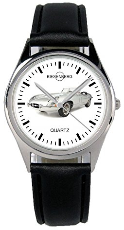 KIESENBERG Armbanduhr E-Type Silber Oldtimer Fahrer Geschenk Artikel Idee Fan Damen Herren Unisex Analog Quartz Lederarmband Uhr 36mm Durchmesser B-1873
