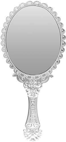 Vintage Repousse Oval Make-Up Blumenspiegel Handspiegel Silber Kosmetik