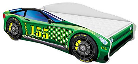 ACMA Kinderbett Autobett Auto Junior mit Lattenrost und Matratze 140x70 160x80 180x80 (160x80, 5)