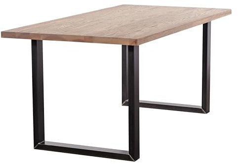 DESIGN DELIGHTS MASSIVHOLZ ESSTISCH Broadway 180x90cm | U-Profil Stahl Gestell| Esche grau geölt, massiver Küchentisch