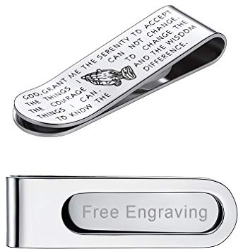 FaithHeart Edelstahl Money Clip ** with Free Personalisation ** Gravur graviert, Personalisierte Geschenk Herren