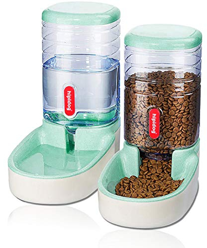 Automatischer Futterspender für kleine und mittelgroße Haustiere, 3,8 l, Reisefutterspender und Wasserspender für Hunde, Katzen, Haustiere (Green)