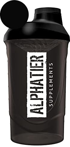 ALPHATIER BEASTMODE Shaker schwarz 600 ml für unterwegs - Sport Fitness Bodybuilding - mit Schraubverschluss und Siebeinsatz - BPA-frei - Classic black