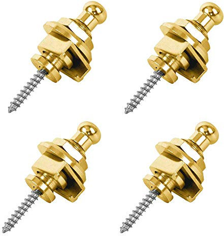 Gasea 4pcs Guitar Strap Locks and Buttons Quick Release Security Straplocks for Electric Acoustic Guitar Replacement - Golden