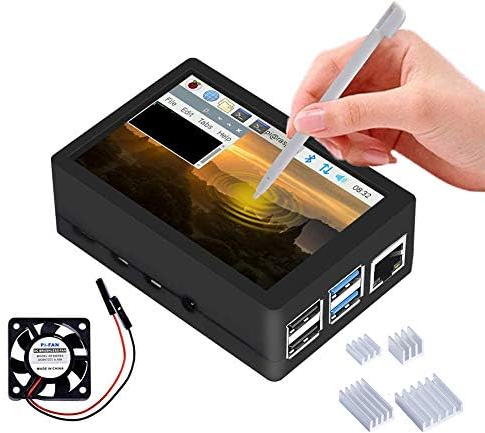 Owootecc Pantalla Táctil de 3.5 Pulgadas para Raspberry Pi 4 Con Caja, Ventilador y Disipadores - Monitor TFT LCD 320x480