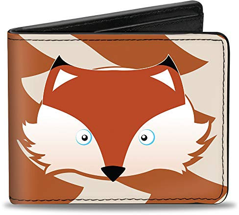 Buckle-Down Herren Geldbörse Bifold Fox Face Tail Orange Natur Veganes Leder Multi, 10.2 cmx8.9 cm, Mehrfarbig/Meereswellen (Ocean Tides), 4.0 x 3.5, Geldbörse, Bifold, Fox Face Tail