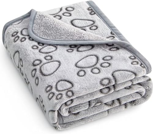 Stuffed® Premium Soft Dog Blanket Washable, 40x32 Cat Blanket for Indoor Cats Large Medium Small Dog Puppy Essentials (Grey)