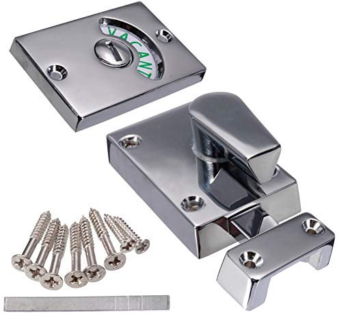 Door Lock Indicator, Toilet Bathroom Lock Vacant/Engaged Chrome Latch, Indicating Occupied, DeadBolt Privacy Partition Door Lock Latch for Bathroom WC Public Restroom Toilet
