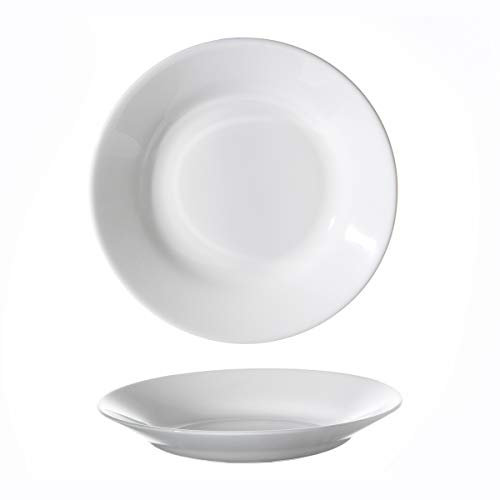 PEGANE Lot de 6 Assiettes Creuses en Verre trempé Blanc - Ø 22 cm