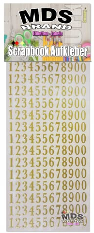 MDS Brand 1,5cm Zahlen Aufkleber zum beschriften von Kerzen für Hochzeitskerze, Taufkerzen, Kommunionkerzen oder dankeskarten, einfach zum basteln und gestalten 25-3 (0-9 Gold)