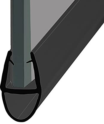 Shower or Bath Screen Door Seal | Fits 4, 5 or 6mm Glass | Round Bubble Shape Seals Gaps of Up to 7mm | 80cm, 90cm, 140cm, 2m or 2.6m Long | SEAL001 (250cm, Black)