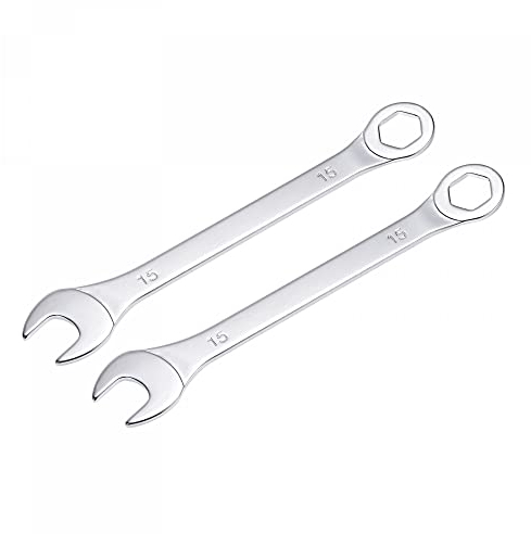 sourcing map 2Stk Dünn Ring Maulschlüssel mit Offset 6-Punkt Ende und Abgewinkelt Offen 15mm