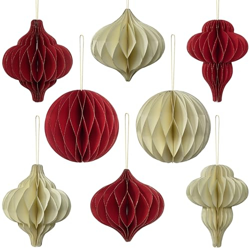 Premium Reusable Christmas Decorations - Christmas Tree Decorations - Paper Christmas Decorations Indoor, Xmas Home Decor/Wall Decor - Vintage Christmas Decorations - Hanging Christmas Decorations