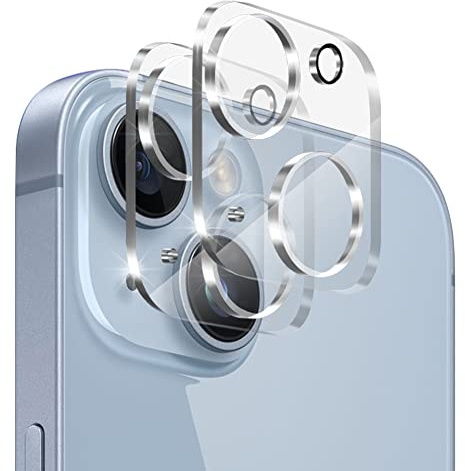 PHONILLICO Kameraschutz für iPhone 14 / iPhone 14 Plus [2 Stück] Hartglas-Linse Rückkamera Schutzfolie Anti-Kratzer
