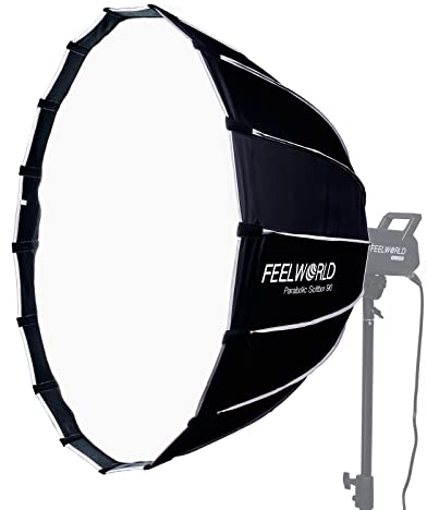 FEELWORLD FSP90 90cm Parabol Softbox, LED Licht Studio Fotostudio Set Zubehör, Bowens Halterung, mit Diffusionstuch, Wabengitter, Tragetasche, für Portrait Produkt YouTube Tiktok Video Fotografie
