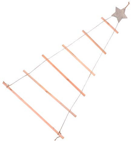 MAGICLULU Decorazione Natalizia in Legno Scala per Parete Addobbo Creativo per Albero di Natale con Rami Naturali Corda per La Casa Regali di Natale