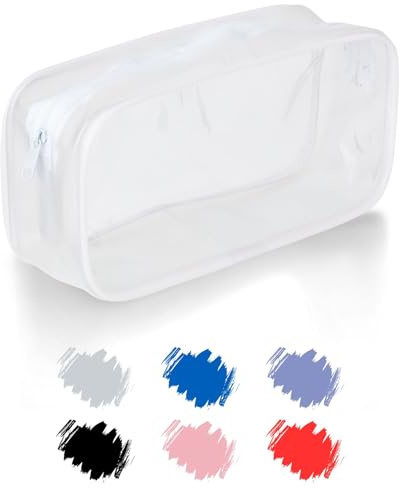 Grand Blanc Trousse à Crayons Transparente pour étudiants, Bureau, Papeterie, Pochette de Maquillage de Voyage, Trousse de Toilette Portable, étanche, cosmétique, PVC, Soul Projekt Large