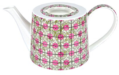 MamboCat Jameson & Tailor Teekanne ABSTRAKTE KREISE, 1,25 L, Kanne Brillantporzellan, Dekor: Mosaik-Kreise grau-rosa