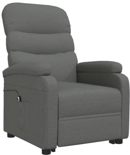 vidaXL Aufstehsessel, Elektrischer Sessel mit Aufstehhilfe, Relaxsessel mit Liegefunktion, Fernsehsessel Liegesessel Verstellbar, Dunkelgrau Stoff