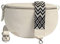 Bauchtasche Damen Stylisch Moderne Taschen mit Breitem Wechselgurt Nappa Leder Genuine Leder Bauchtasche Inklusive Breiter Gurt Gürteltasche Crossbag Crossbody Bag Damen Ledertasche (Wave Beige)