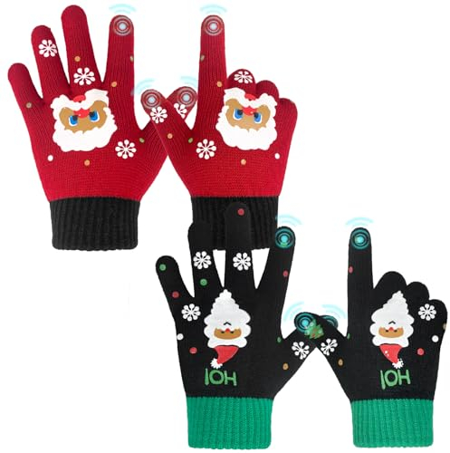 Migliore Wear 2 Paar Winterhandschuhe Kinder, Touchscreen Vollfinger Handschuhe Kinder für 4-6 Jahre, Warm Fahrradhandschuhe für Jungen Mädchen