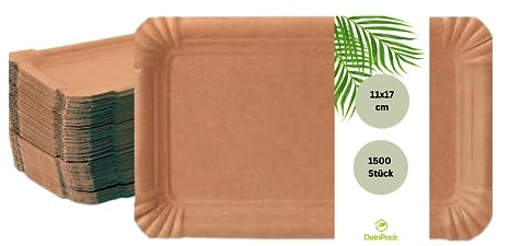 DeinPack Lot de 250 assiettes en carton marron 11 x 17 cm I Assiettes en carton I Résistant à la graisse I Recyclable et biodégradable