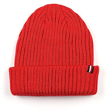 Tommy Hilfiger Damen Rib Cuff Hat, Primärrot, Einheitsgröße