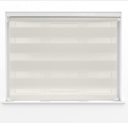 Natural Dual Layer Zebra Day & Night Roller Blinds Light Filtering Material with Metal Brackets & Fittings 160cm Width x 160cm Length