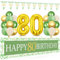 80 Geburtstag Deko Grün Gold, Lange Happy 80th Birthday Banner 210×40cm, Luftballon 80. Geburtstag und Dreieckiges Flaggen, Grün Gold Geburtstagsdeko für 80 Frauen Mann