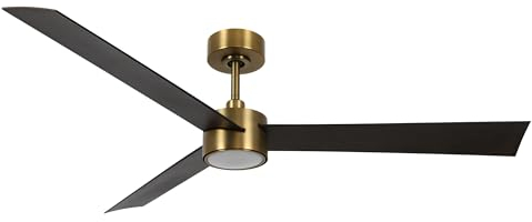 LUCCI AIR Climate IV Deckenventilator mit LED Leuchte, 3 Flügel, 132 cm Durchmesser, leiser + sparsamer Motor, 6 Geschwindigkeiten, inklusive Fernbedienung und Leuchtmittel (Messing/Walnuss)