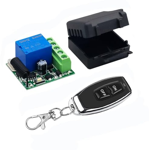 QIACHIP 433Mhz Interruptor de control remoto inalámbrico Módulo receptor de relé RF DC 12V 1CH con 2 transmisores para Abridor de Puerta de Garaje