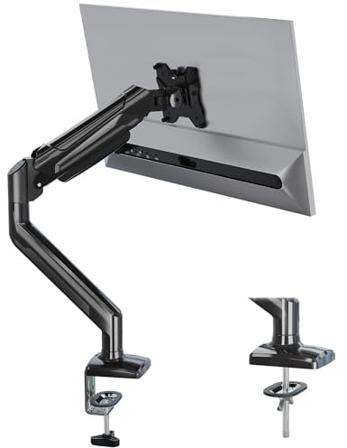 BONTEC Single Arm Monitor Desk Mount for 13-34 inch Screen, Tilt, Swivel, Rotation, Ergonomic Gas Spring Monitor Stand with Cable Management, VESA 75/100mm