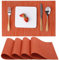 Myir JUN Tischsets Abwaschbar 4er Set, Gewebte Platzdeckchen rutschfest Abgrifffeste Hitzebeständig, Vinyl Platzsets Abwaschbar für küche Speisetisch Hotel, Platz-Matten30x43.5cm (Orange)