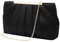 ZOUIQSS Abendtasche Damen Clutch Elegant Brauttasche aus Plissierter Satin mit Kette Handtasche für Hochzeit Abschlussball Party(Satin Schwarz)