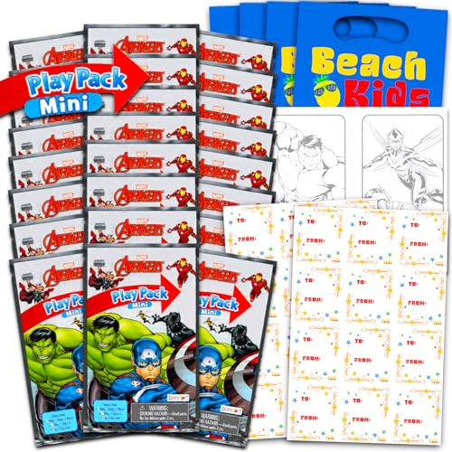 Marvel Avengers Valentinstagskarten für Kinder Schule – 24 Stück Avengers Aktivitäts-Sets mit Etiketten | Valentinstagsgeschenke für Kinder, Klassenzimmer, Party, Austauschpaket