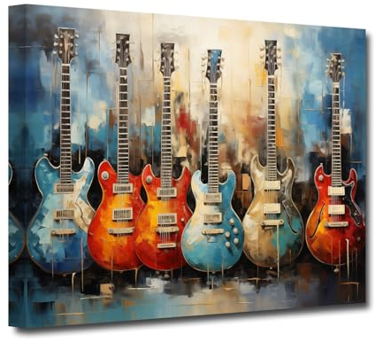 LZIMU Gitarren Leinwand Wanddrucke Vintage Stil Gitarren Kunstdruck abstrakte Aquarell Musikbilder Musikinstrument Poster für Raumdekoration (A, 70.00 x 105.00 cms)