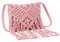 Fecialy Mujeres Verano Playa Paja Algodón Crochet Crossbody Bolsa Sobre Bolsa de borlas con cremallera Bolsa de hombro,Rosa