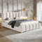 MOTIVENA Grand Bubble Bett 160x200, Polsterbett 160x200 Boucle, mit Bettkasten, mit Stauraum, mit Lattenrost, mit Kopfteil, ohne Matratze, Weiß (Milch)