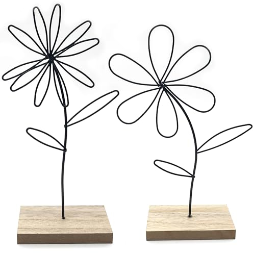 DHER Dekoaufsteller Blume Deko Metall Blüte 2 Stück Eisen Blume Ornament, Kreative Home Crafts Metall Blume Dekorationen, Craft Supplies Dekorative Esstisch Dekorationen Frühling Dekorationen (A)