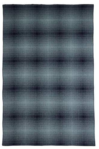 Pendleton Eco-Wise Easy Care 100% Wool Blanket, Responsibly Sourced, Heirloom Quality, Washable All Season Blanket, Full/Queen 90 x 96, Shale/Navy