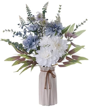 Artificiali Mazzi Di Fiori Falsi Fiori Di Dalia Di Seta Combo Composizione Floreale Bouquet Decorazione Elegante Per La Casa Di Nozze Centrotavola Cucina Giardino Decorazione Feste (Blu Fresco)
