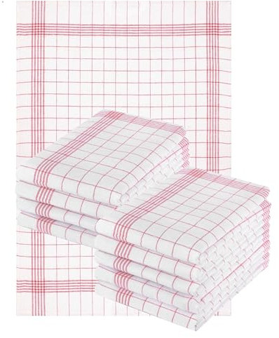 Betz 10er Set 50x70cm Geschirrtücher Baumwolle extrem strapazierfähig und saugstark trocknergeeignet - Gastronomiequalität - Geschirrtücher BW rot