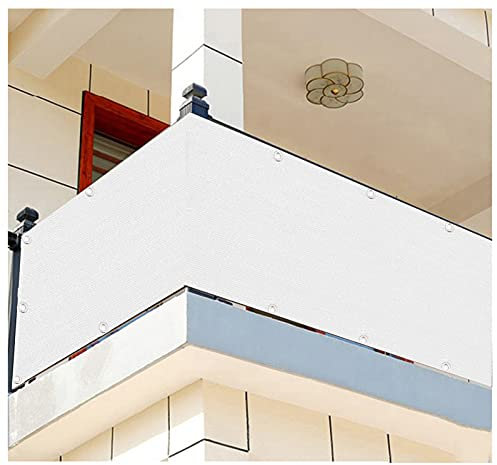 Brise-vue pour balcon - 0,7 x 3 m - Panneau de clôture de jardin blanc avec attaches de câble - Protection contre les regards indiscrets pour l'extérieur - Hauteur de 0,7 m - Résistant aux UV et au