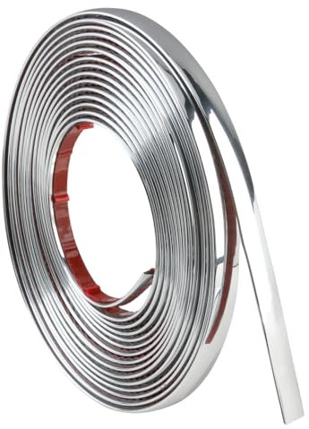 5m Wall Molding Trim 8mm Silver Edging Self Adhesive Moulding Strip Metal-Like Electroplated Bright Silver Tape for Ceiling Walls Paneling Mirror-Like Finish Design Peel and Stick on Beading Trim