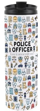 Police Officer Travel Mug - Funny Policeman/Policewoman Gifts - Reusable Stainless Steel Vacuum-Sealed Double-Walled Hot/Cold Drinks Travel Flask 500ml (16 fl oz)