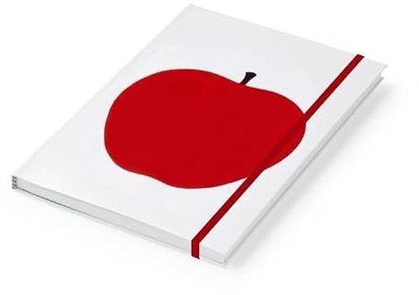 PdiPigna, Taccuino Notebook Enzo Mari, Mela, 13x21 cm, 144 Pagine, con Segnalibro Colorato, carta Riciclata, 80 g/m² FSC,interno 1R, righe