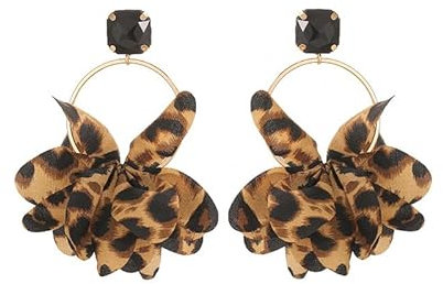 fdsmall Boho-Stoff-Kreolen, Leoparden-Leder, Statement-Geometrie, Kreis, baumelnde Ohrringe, sexy Sommermode, Creolen, Ohrstecker, Schmuck für Frauen, Metall, Kein Edelstein