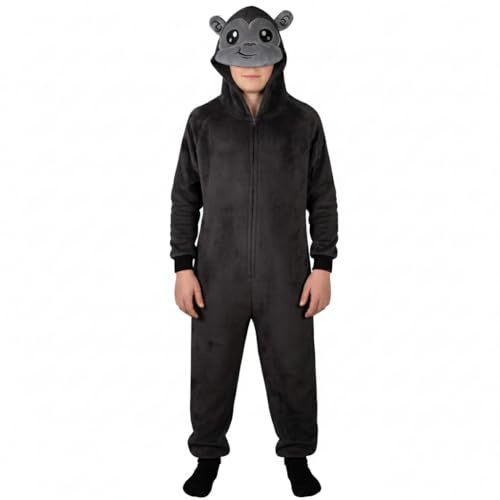 A2Z 4 Kids Girls Boys Gorilla Costume Jumpsuits Soft Plush Fleece Playsuit Kids Animal Hooded Sleepsuit Kids One Piece Cosplay Suit All in One Gorilla Xmas Pyjamas Age 2-14 Years