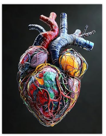 Artery8 Colourful Anatomical Human Heart Bold Modern Living Room Extra Large XL Wall Art Poster Print